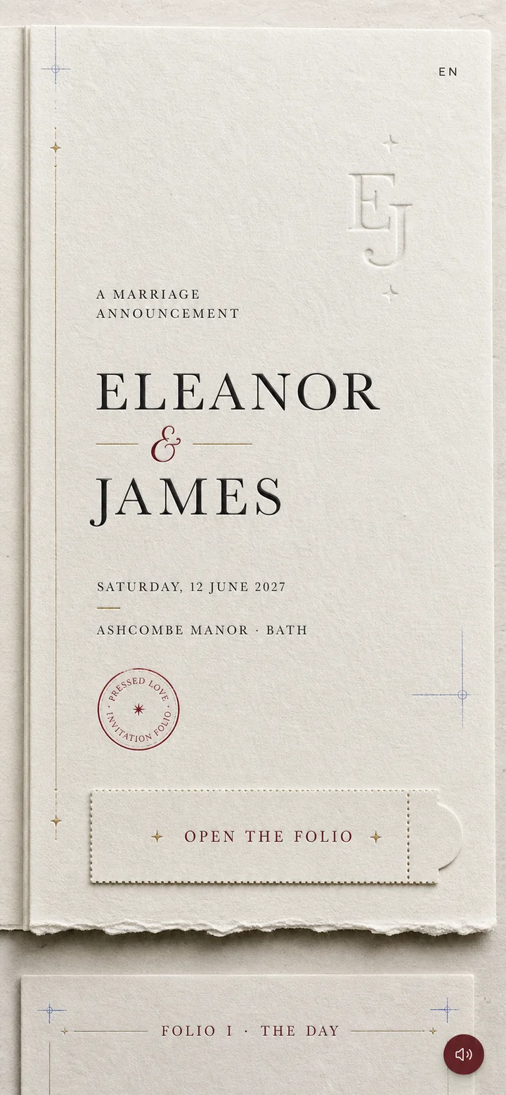 Heirloom Press — Digital wedding invitation
