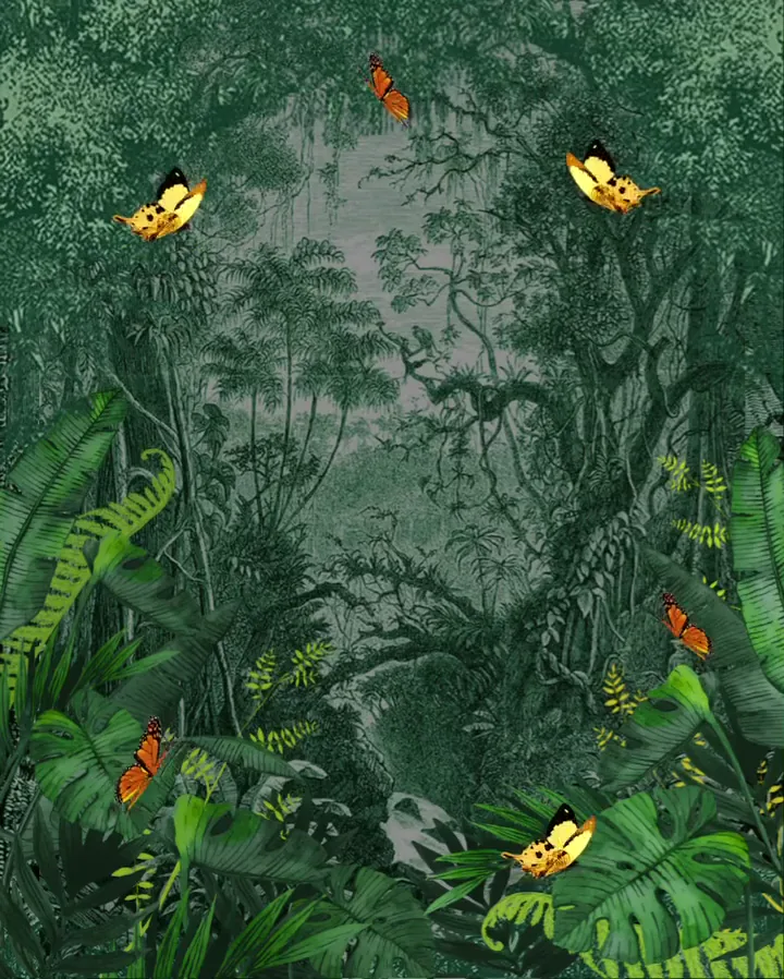 Jungle Butterfly wedding invitation template